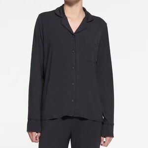 SKIMS Sleep Long Sleeve Shirt Top Onyx NWT